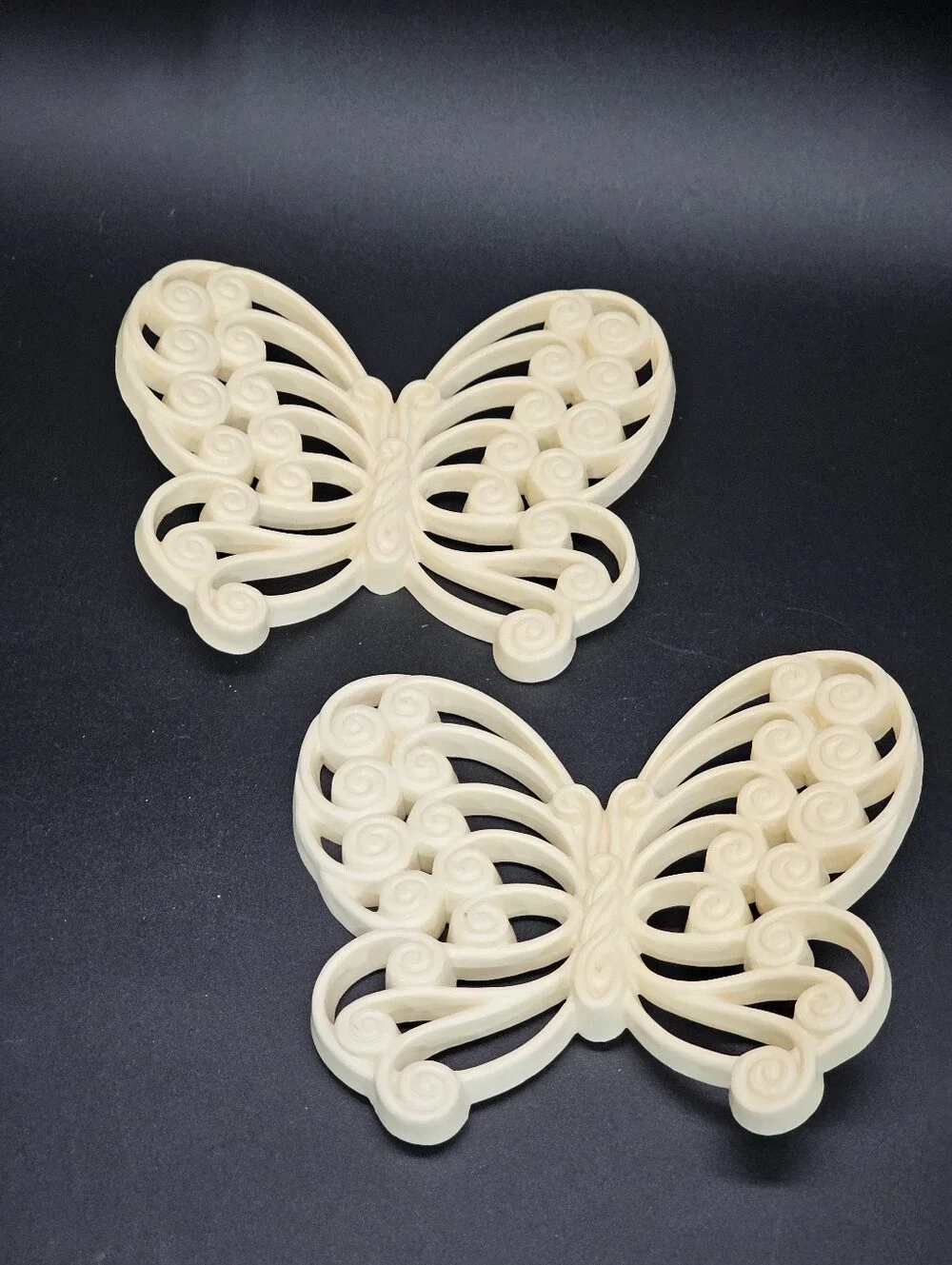 Vintage 1970s Burwood / Homco Butterfly Wall Decor Plaques - Set of 2